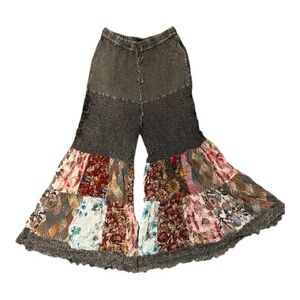Boho Floral Patchwork Flares